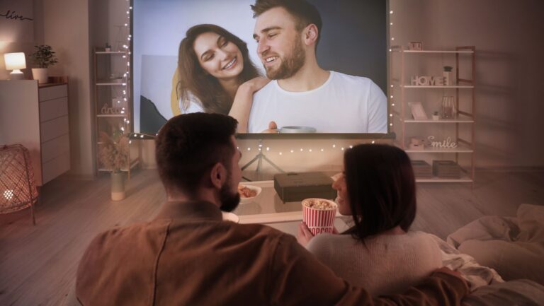 living room movie night at home